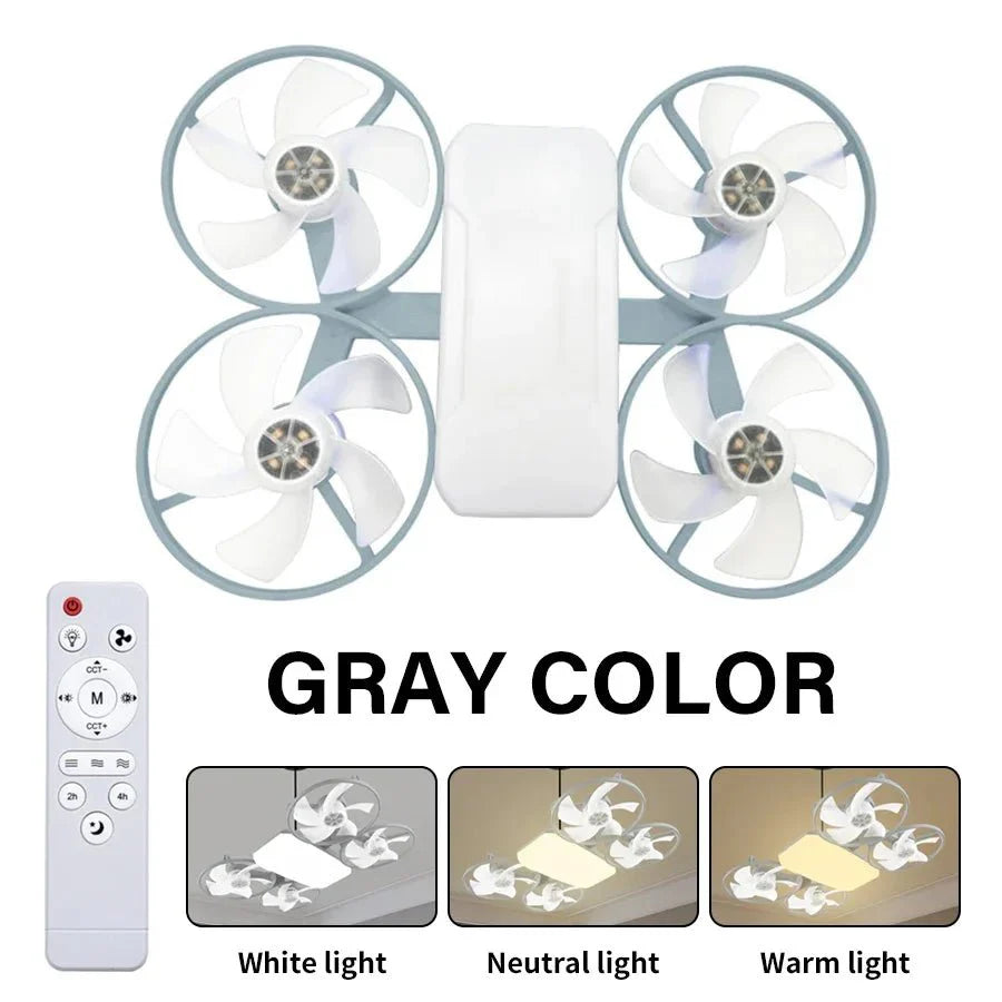 2-in-1 E27 Socket Ceiling Fan Light - Dimmable LED with Remote - 3 Color... — View 7