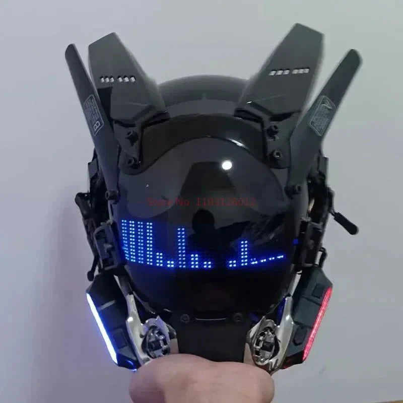 Cyberpunk Helmet Shinobi Mask: Robot Samurai Armor with LED Light — View 29