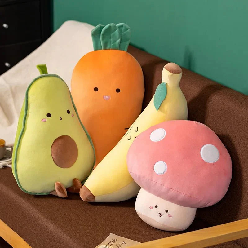 Cute Fruit & Veggie Kawai Plush Pillow – Soft & Adorable Stuffed Toy! — Gift Idea