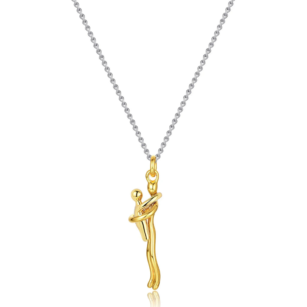 Mother & Child Hugging Pendant Necklace – Stainless Steel Minimalist Mom Charm, Anniversary Jewelry Gift - GiftWave.co