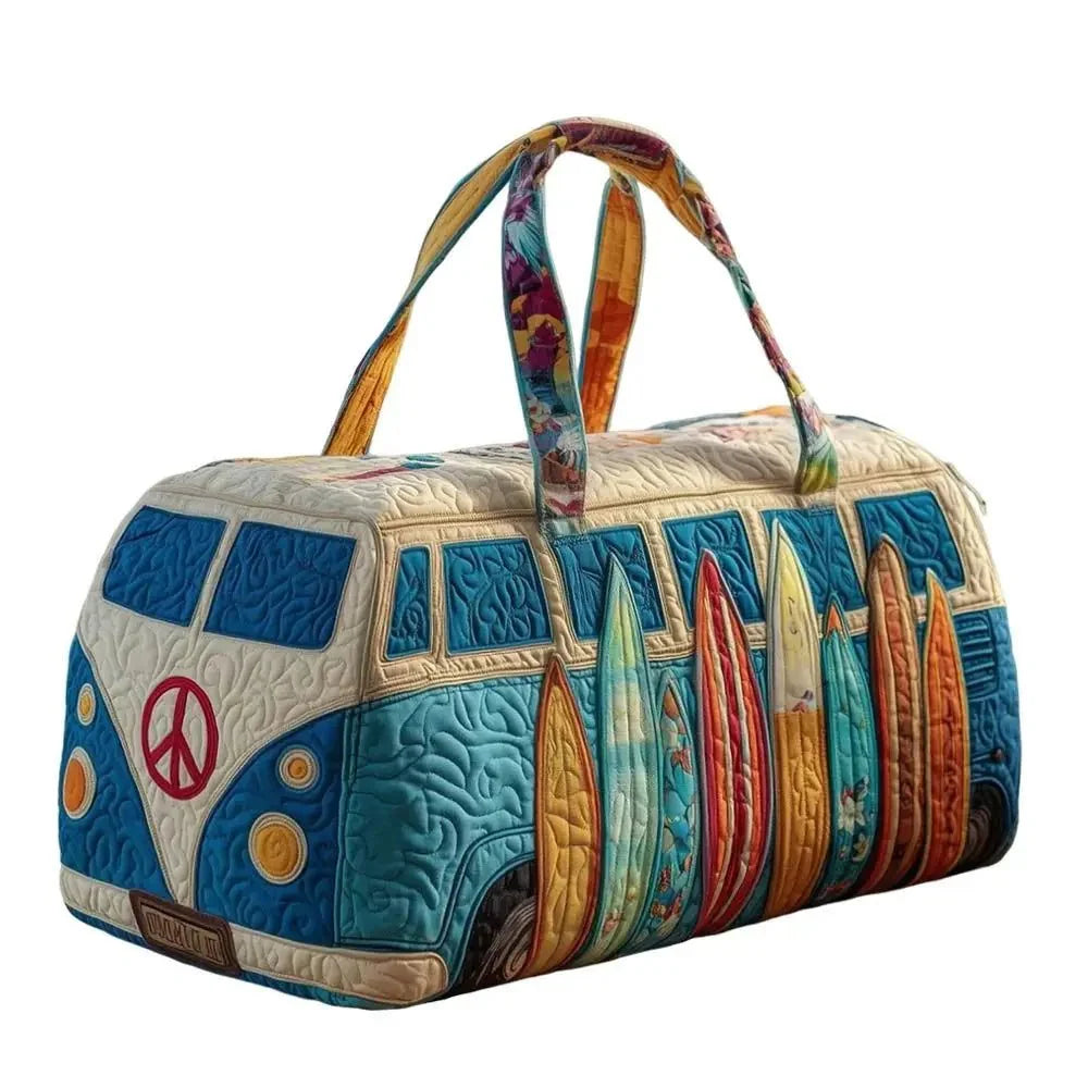 3D Frog Pattern Quilted Duffle Bag – Boho Weekender Travel Bag, Yoga Mat... — View 2