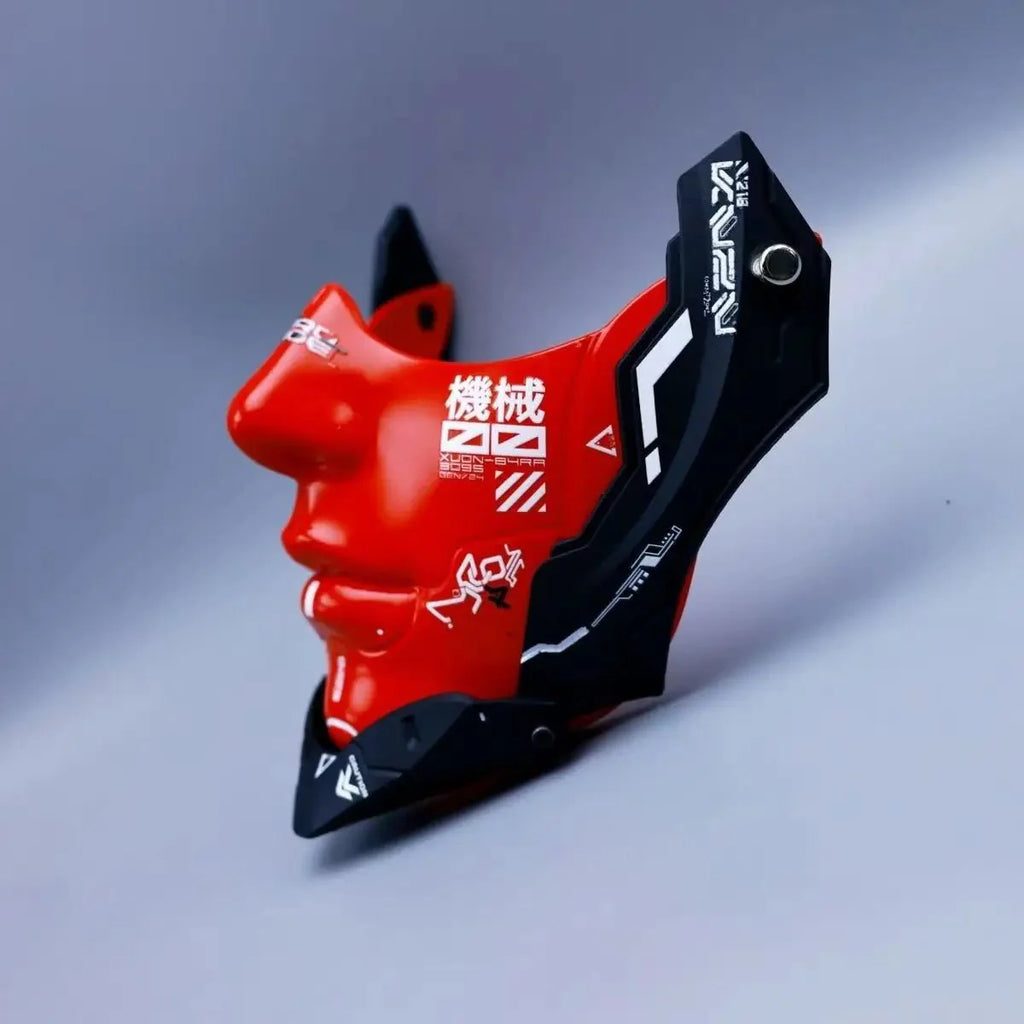 Cyberpunk Half Face Mechanical Mask – Red | Cosplay & Halloween Costume ... — View 5