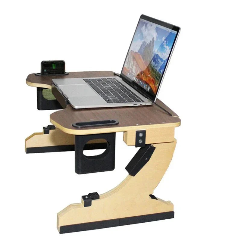 Wood Laptop Stand 360° Adjustable Foldable Portable Computer Desk Reclining Ergonomic 10 - 17" Natural - GiftWave.co