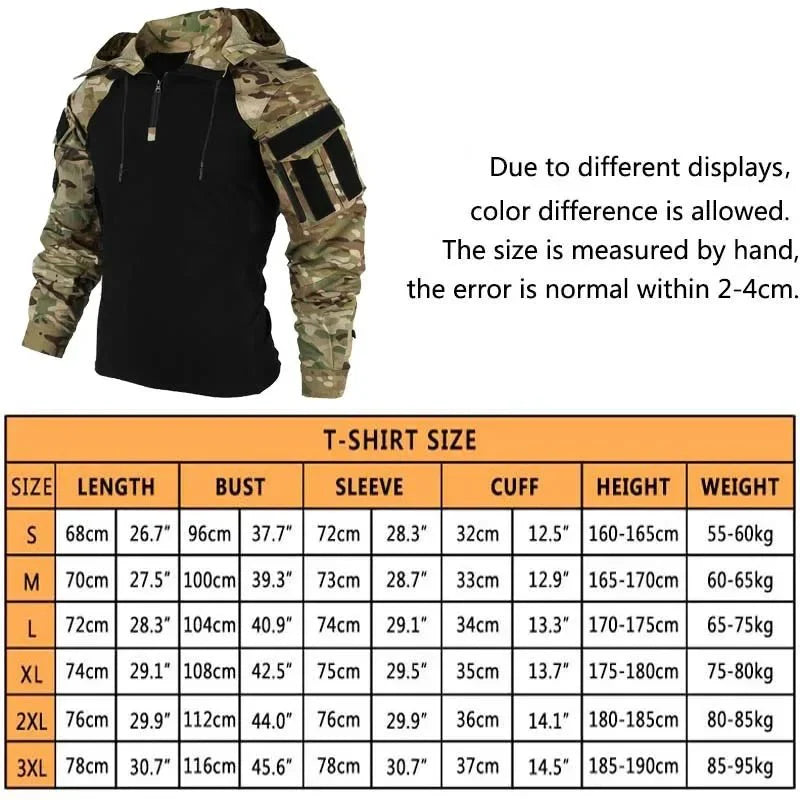 Tactical Camouflage Combat T-Shirt - Wear - Resistant Airsoft & Hunting Apparel - GiftWave.co