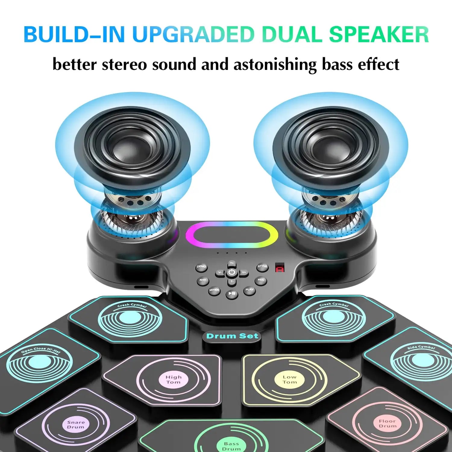 9-Pad Portable Smart Electronic Drum Kit — View 3
