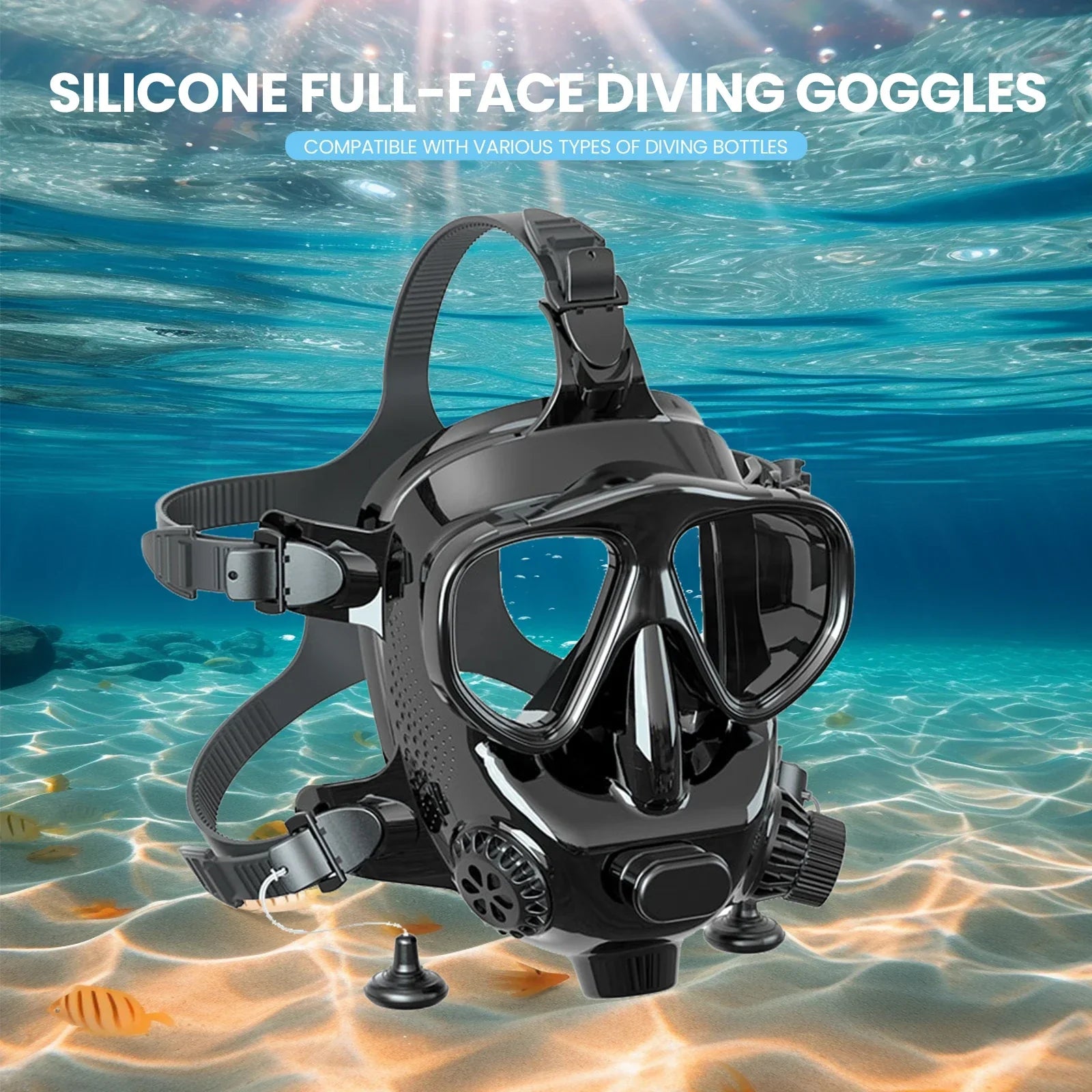 TUDIVING Full Face Diving Mask Dual Snorkel 180° Anti - Fog Camera Mount Mini Tank Compatible Adults - GiftWave.co