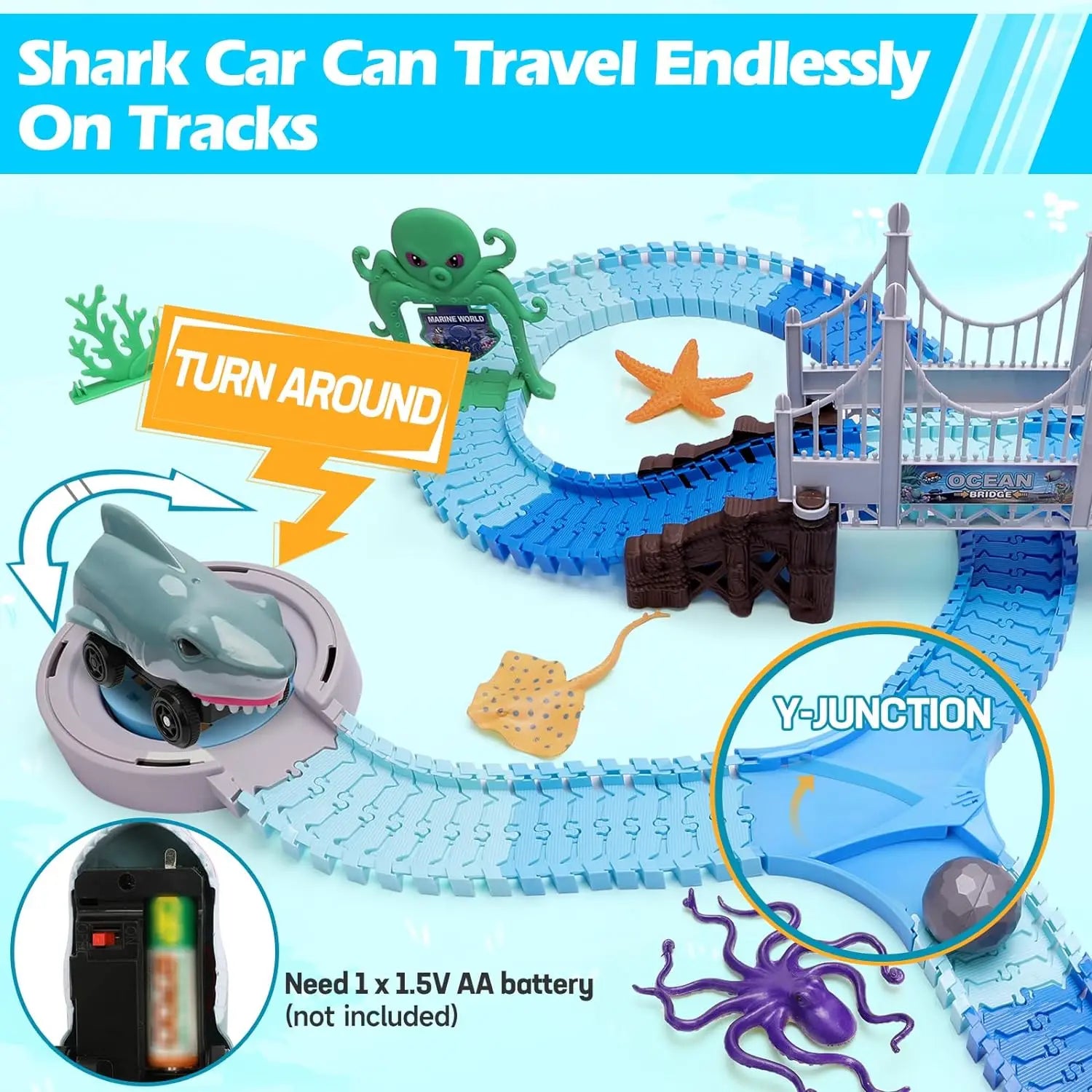 VATOS Ocean Adventure Shark Race Track | Flexible STEM Toy Set for Kids 3+ - GiftWave.co