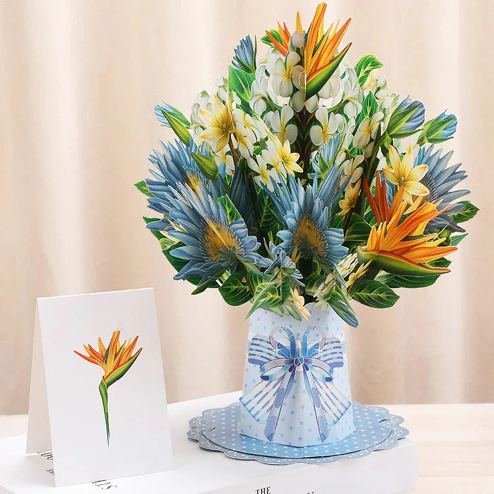 Thoughtful 3D Pop - Up Flower Bouquet Card - Forever Floral Greeting Set - GiftWave.co