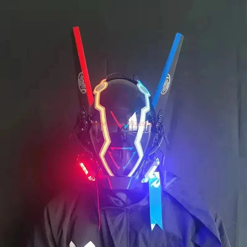 Cyberpunk Helmet Shinobi Mask: Robot Samurai Armor with LED Light — View 25