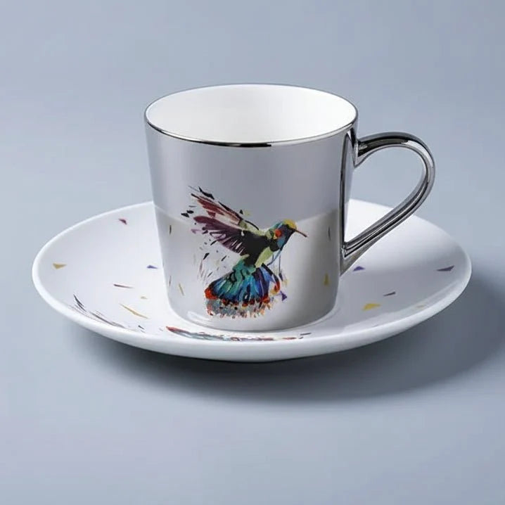 ZenSands Nordic Picasso Lion Mirror Cup Saucer Set Anamorphic Porcelain Illusion Coffee Cup Gift - GiftWave.co