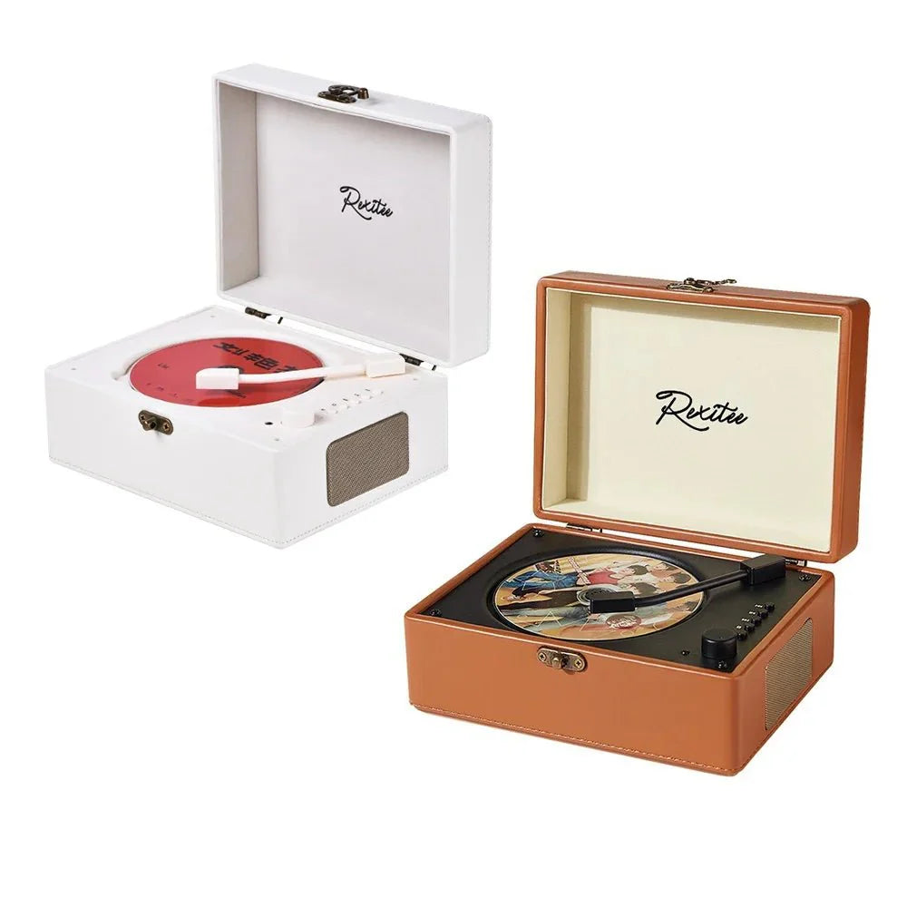 Vintage Leather CD Player Two - Way Bluetooth 5.0 6 - in - 1 USB Lossless Rechargeable Retro Suitcase Gift - GiftWave.co