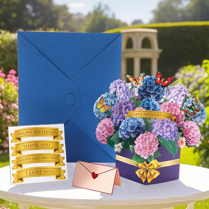 Thoughtful 3D Pop - Up Flower Bouquet Card - Forever Floral Greeting Set - GiftWave.co