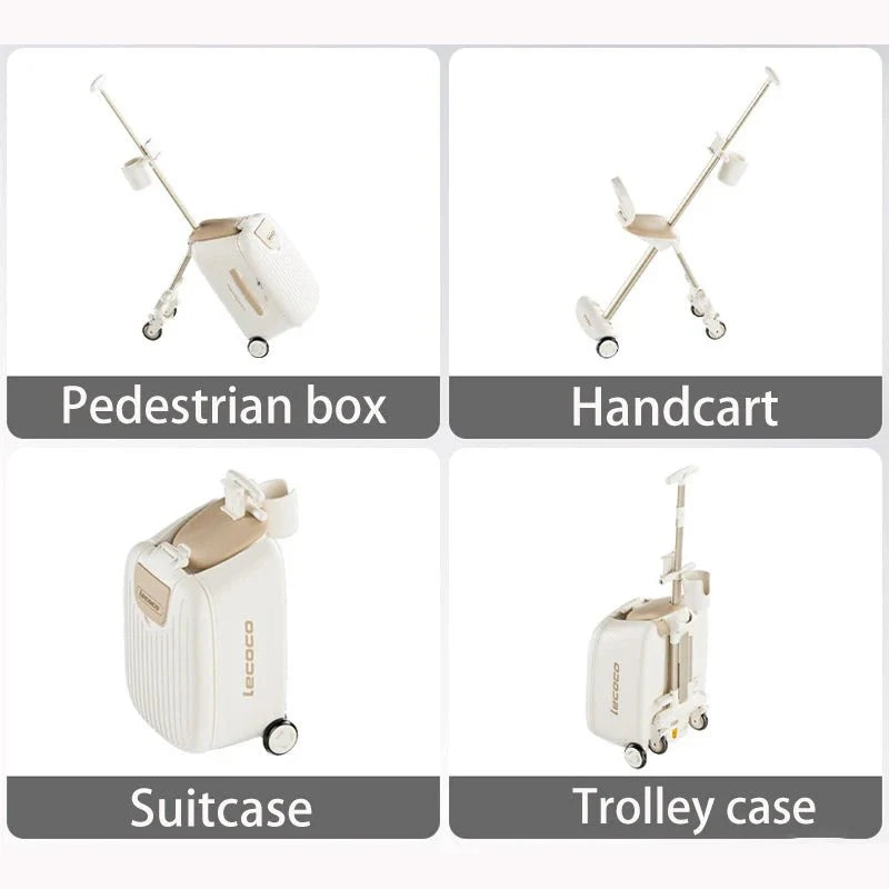Kids 4-in-1 Detachable Ride-On Trolley Luggage 20" Boarding Suitcase Bra... — View 4