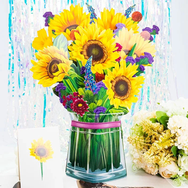 Thoughtful 3D Pop - Up Flower Bouquet Card - Forever Floral Greeting Set - GiftWave.co