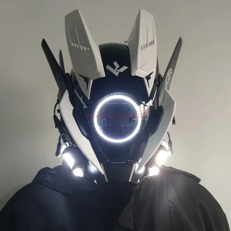 Cyberpunk Helmet Shinobi Mask: Robot Samurai Armor with LED Light — View 20