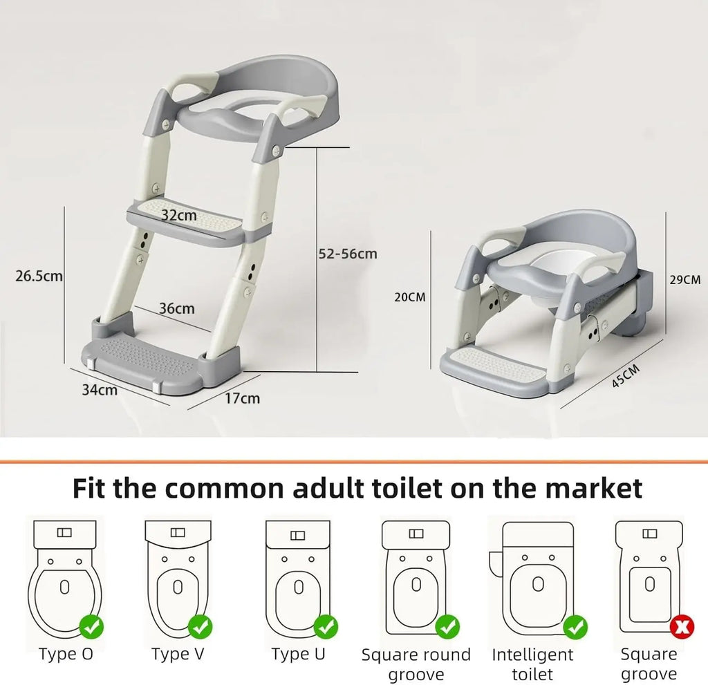 3-in-1 Toddler Potty Training Seat with Steps - Adjustable Toilet Ladder... — View 3