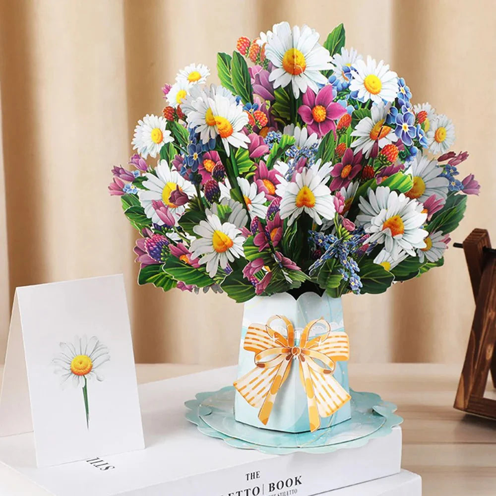Thoughtful 3D Pop - Up Flower Bouquet Card - Forever Floral Greeting Set - GiftWave.co