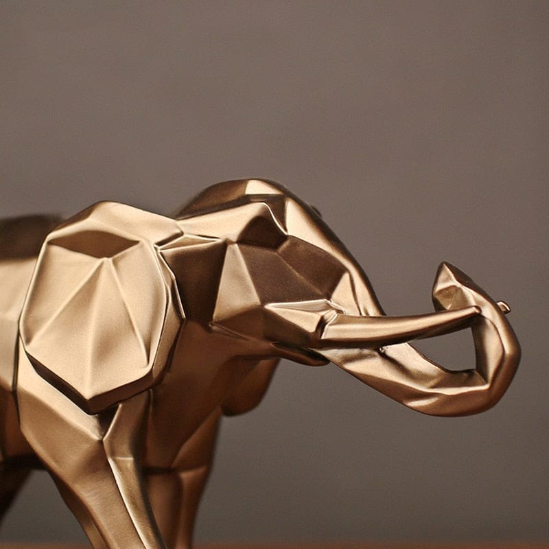 Abstract Gold Elephant Figurine — Geometric Resin Décor Sculpture - Damsona