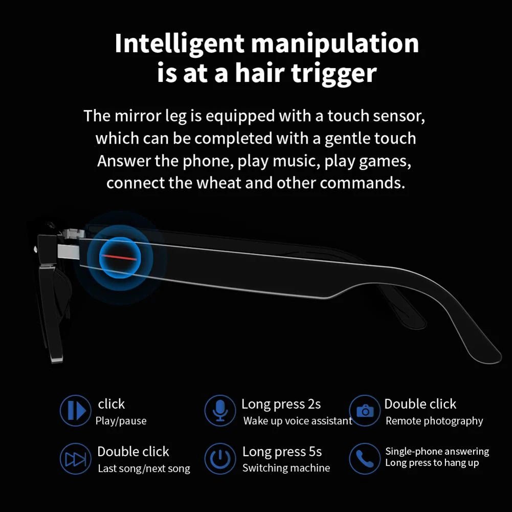 AI Smart Glasses Camera Open-Ear Speaker Voice Assistant UV Sport Sunglasses Men Women Bluetooth - Damsona