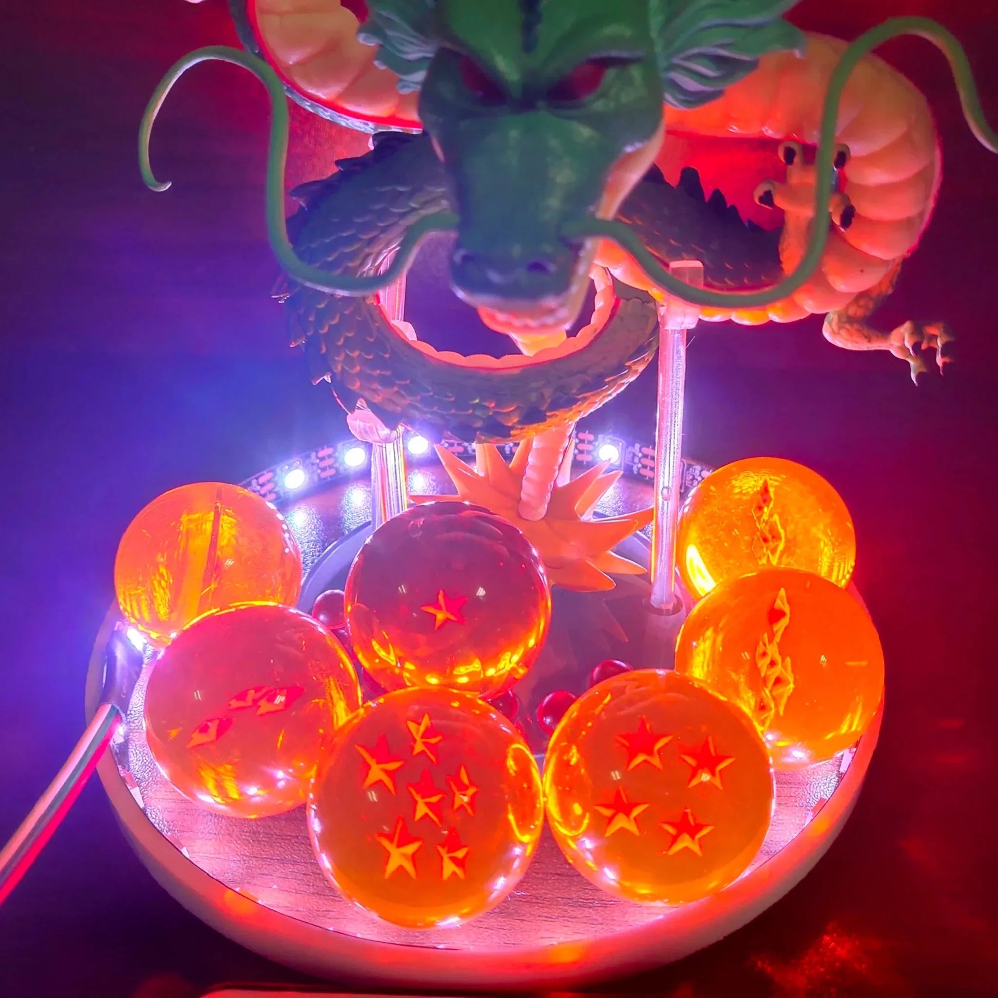 Anime dragon orb LED figure lamp with 7 crystal orbs and remote — Damsona