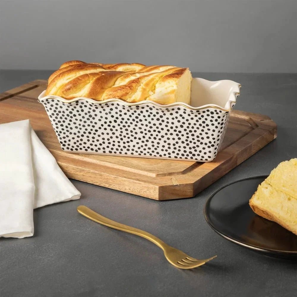 ArtisanBake 9-Inch Nonstick Ceramic Loaf Pan – Dot Pattern Bakeware - Damsona