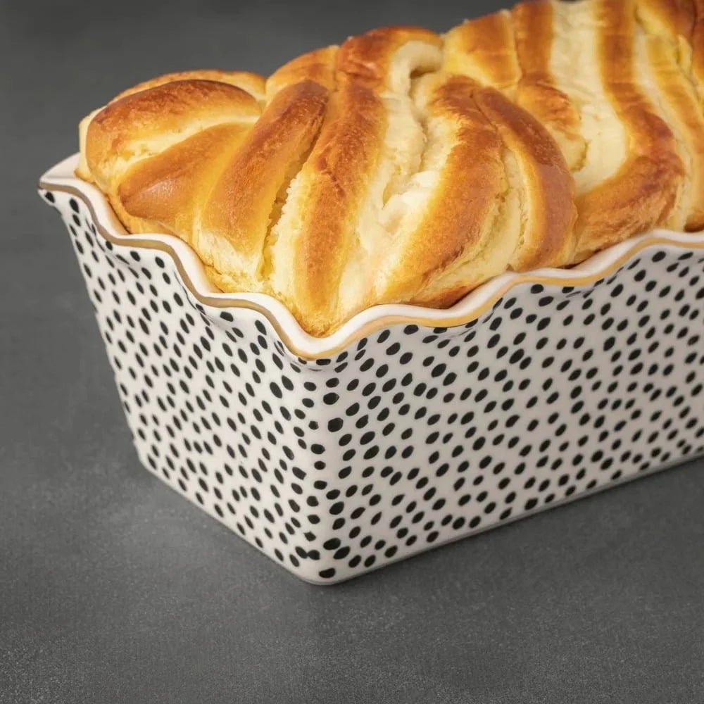 ArtisanBake 9-Inch Nonstick Ceramic Loaf Pan – Dot Pattern Bakeware - Damsona