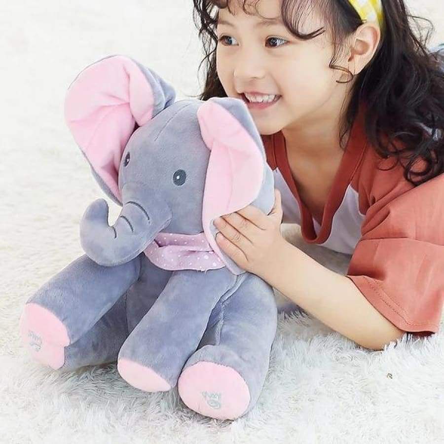 Baby Peek-A-Boo Animated Singing Elephant - Best Interactive Flappy Plush Toy for Babies - Damsona