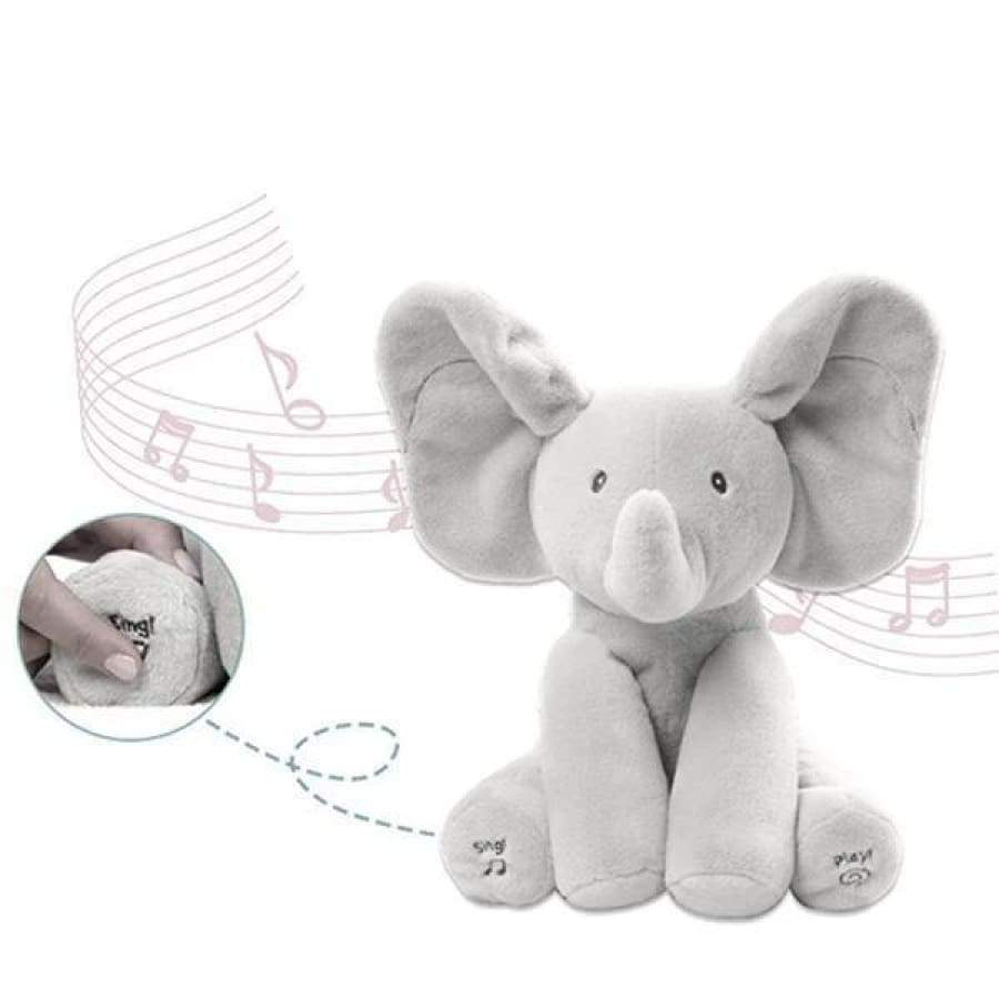 Baby Peek-A-Boo Animated Singing Elephant - Best Interactive Flappy Plush Toy for Babies - Damsona