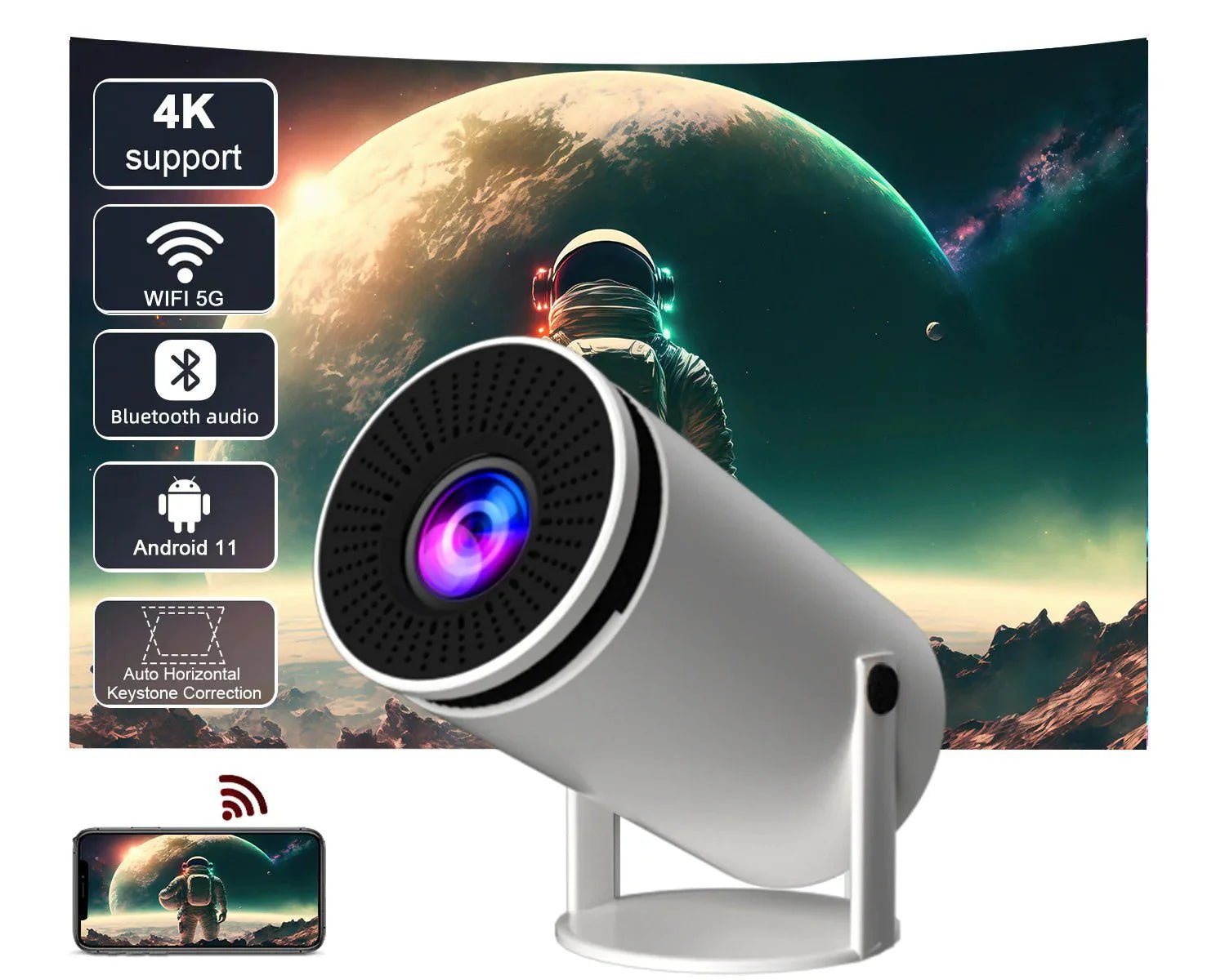 BarrelSmart HD Home Projector - Damsona
