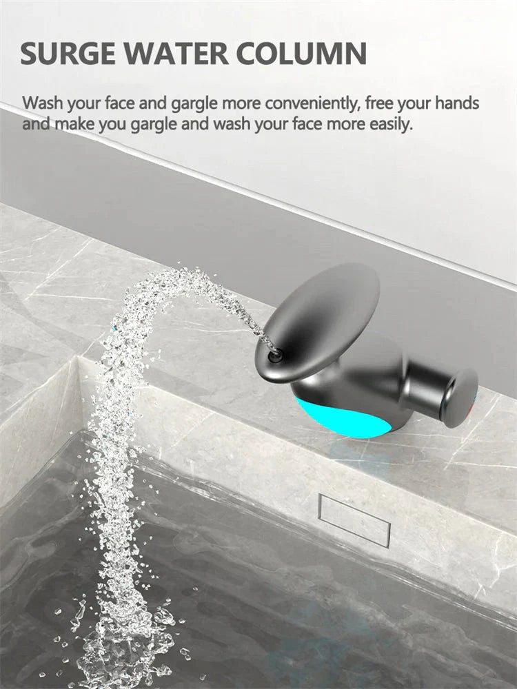 Basin Faucets: Gray Bathroom LED Sink Faucet with Pull-Out Spray — View 5