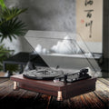Vinyl Record Player Bluetooth Turntable Built - in Stereo Speakers 3 - Speed Belt Drive Wood - GiftWave.co