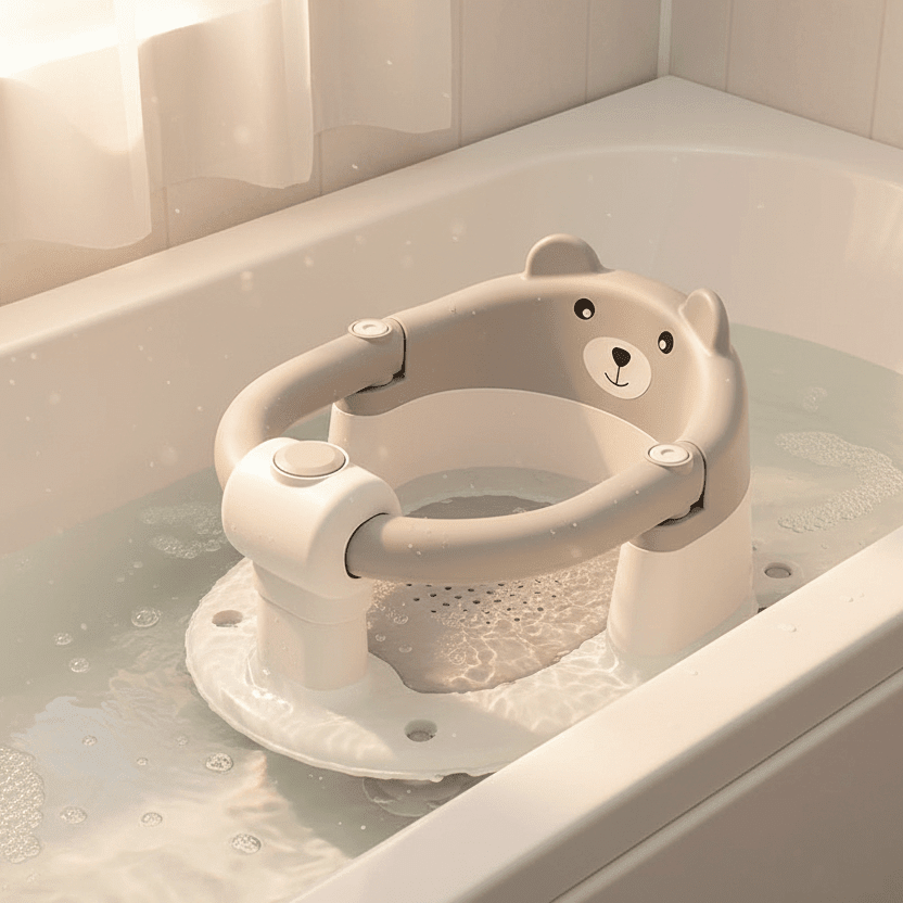 Bear Baby Bath Seat – Non-Slip Safety Bath Chair for Infants 6+ Months, Soft Support, Bathtub Seat - Damsona