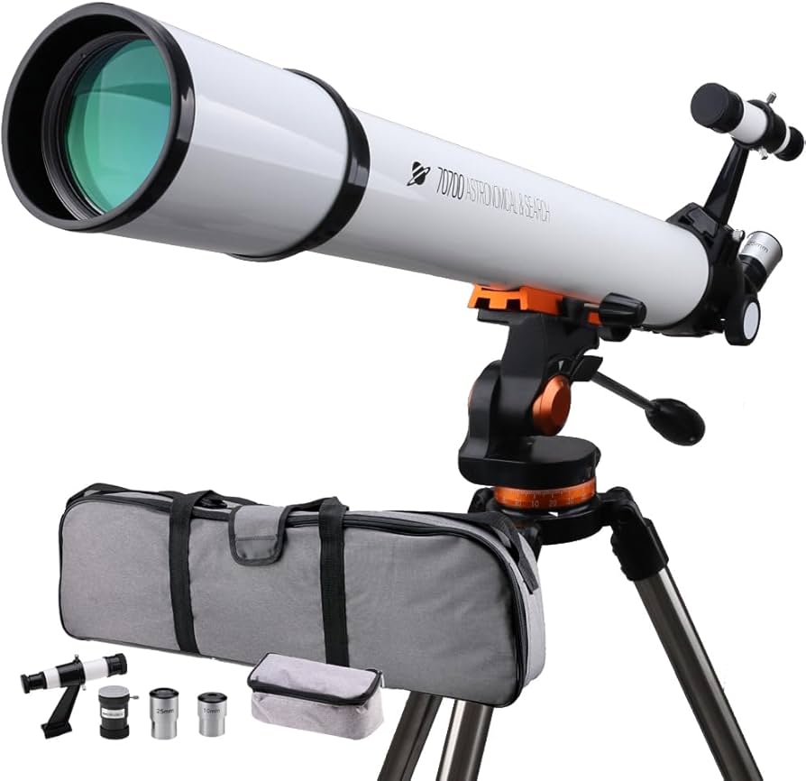 Beginner Refractor Telescope 70mm Aperture 700mm, Astronomy Telescope Adults Kids with Phone Adapter Tripod - Damsona