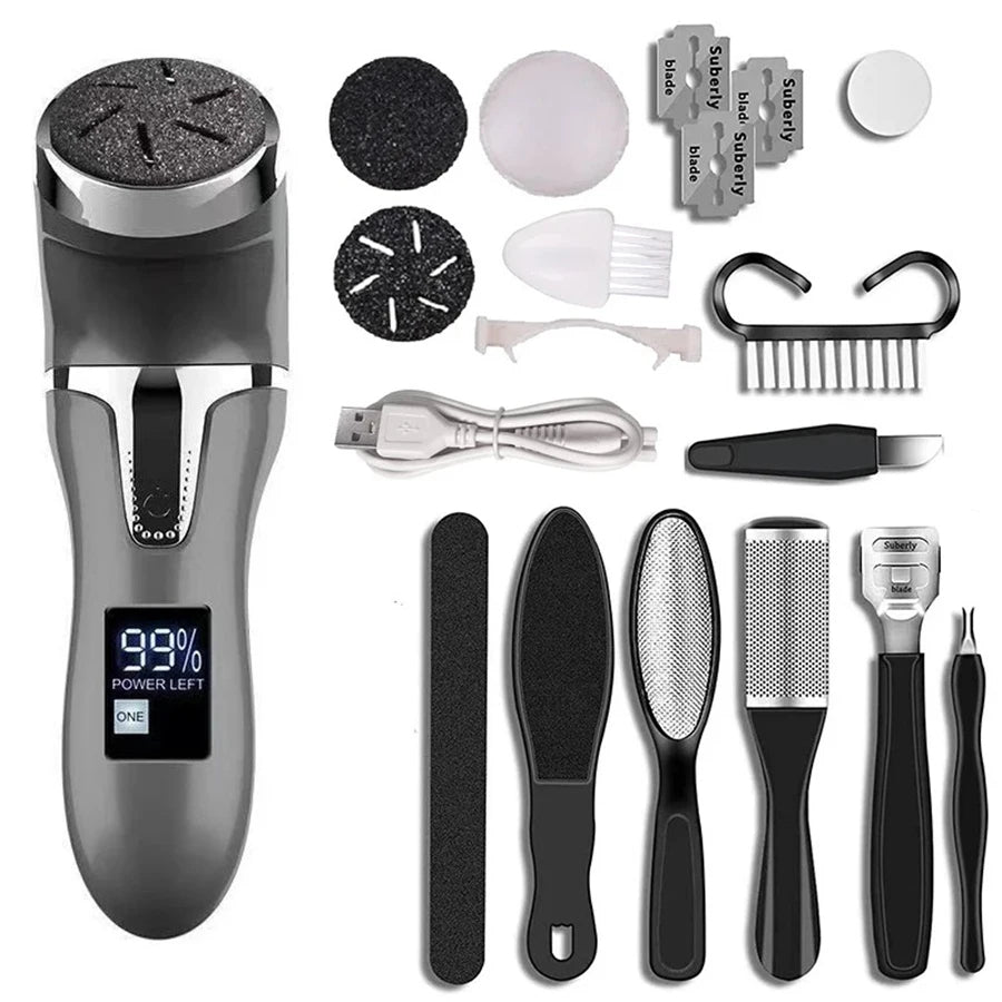 Professional Electric Foot Callus Remover – 3 Roller Heads, 2 - Speed, IPX6 Waterproof, USB Rechargeable - GiftWave.co