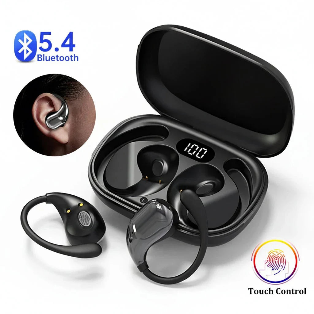 Ear Hook TWS Wireless Earbuds HiFi Stereo Waterproof Headphones LED Display — Gift Idea