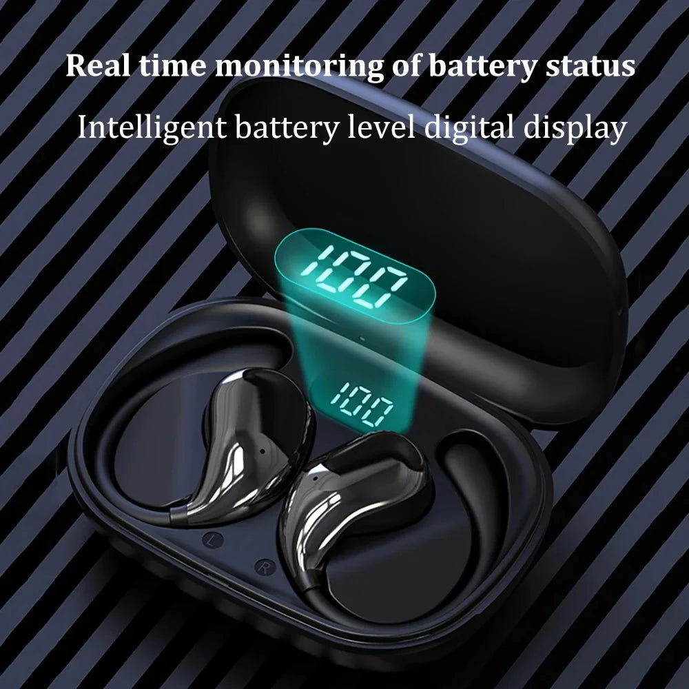 Bluetooth 5.4 Ear Hook TWS Wireless Earbuds HiFi Stereo Waterproof Headphones LED Display - Damsona
