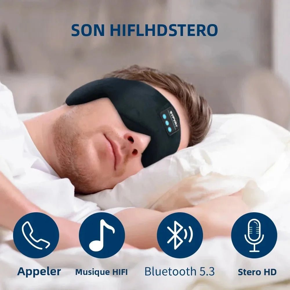 Bluetooth Sleep Eye Mask with Built-in Headphones, Comfortable Wireless Sleep Mask for Side Sleepers, Meditation & Travel Gift - Damsona