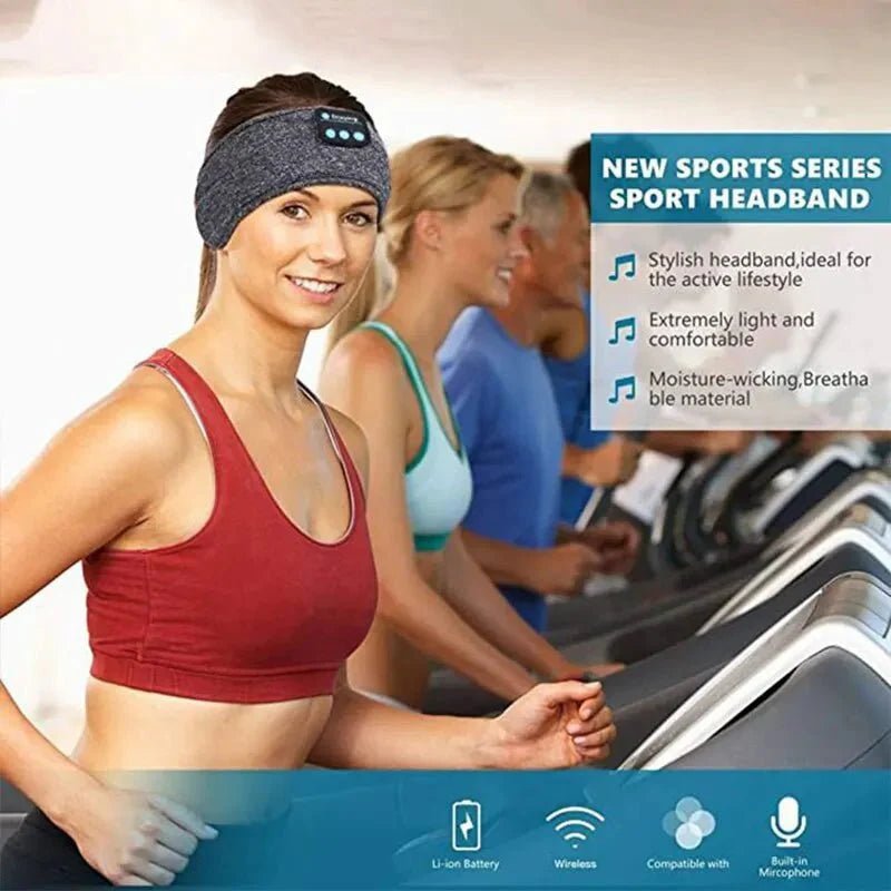 Bluetooth Sleep Headband Wireless Sports Earphones Eye Mask with Built-in Speakers, Travel & Workout Gift - Damsona