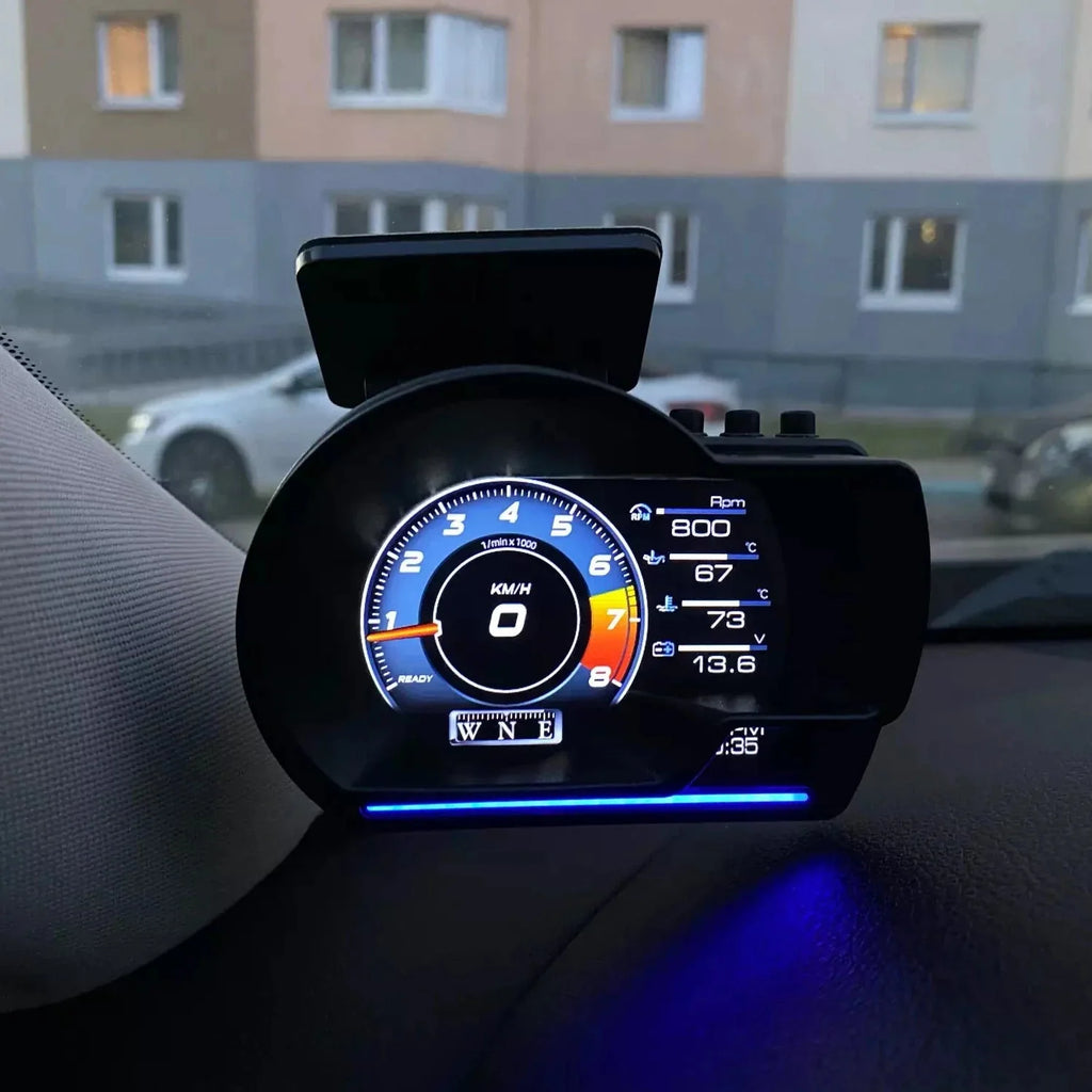 Car Head Up Display OBD2 Smart HUD Turbo Gauge RPM Speedometer Water Oil... — View 2