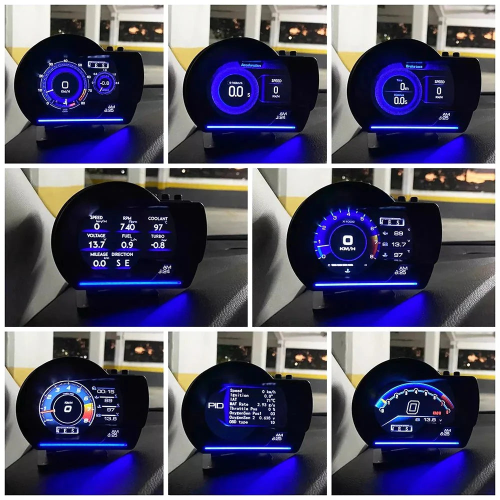 Car Head Up Display OBD2 Smart HUD Turbo Gauge RPM Speedometer Water Oil... — View 3