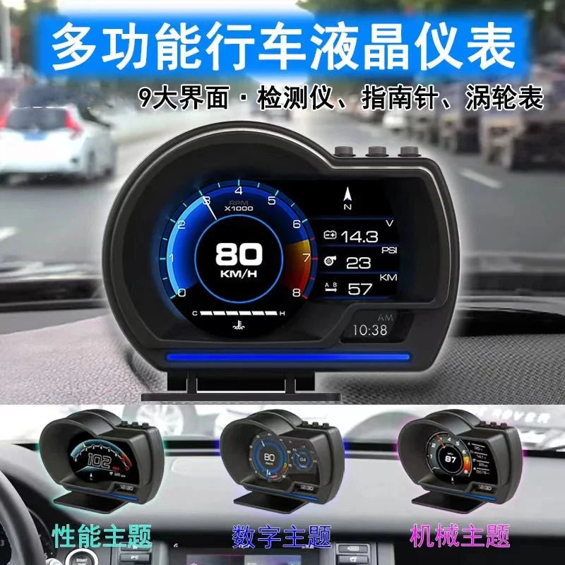 Car Head Up Display OBD2 Smart HUD Turbo Gauge RPM Speedometer Water Oil... — View 5