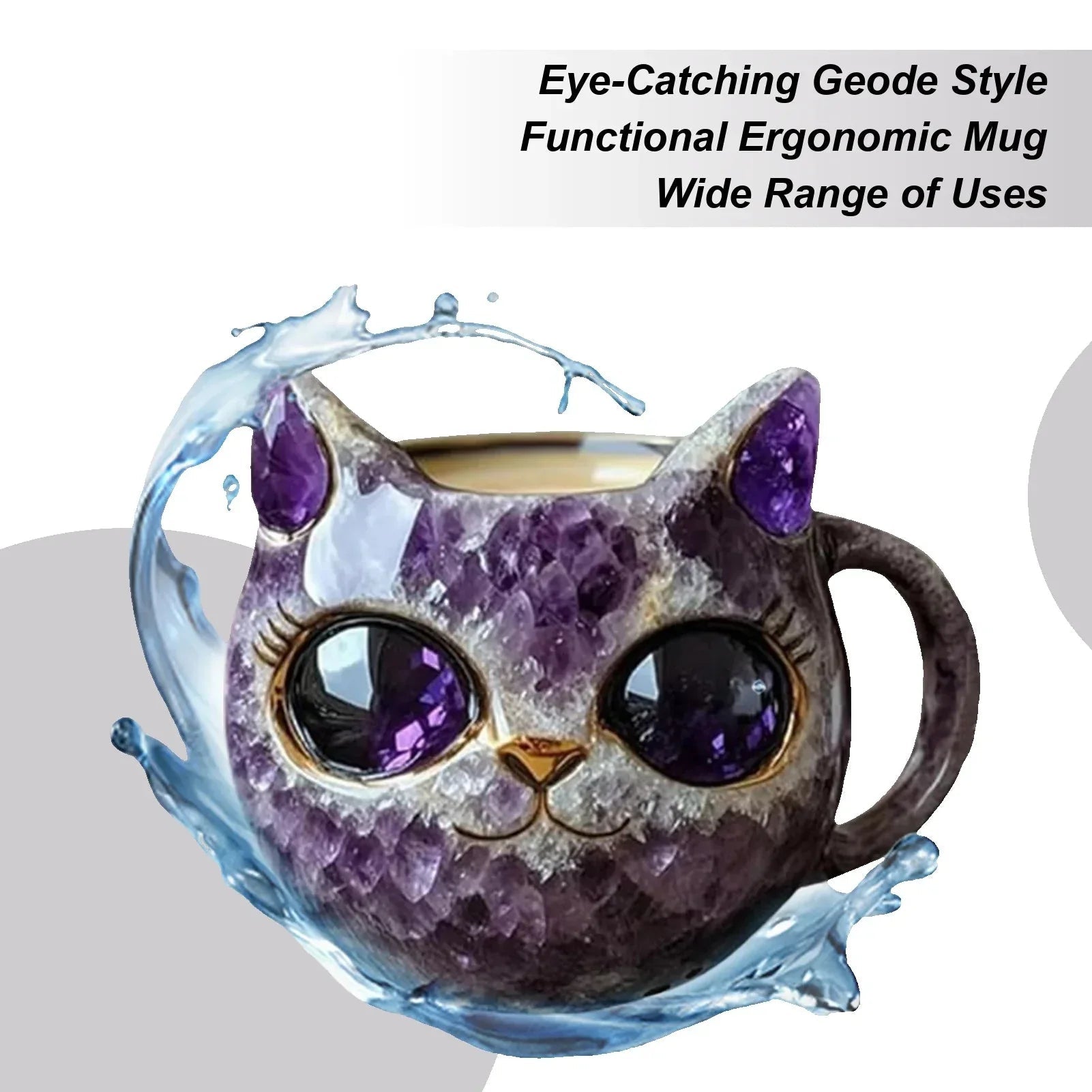 Cat Mineral Crystal Coffee Mug - Best Handmade Ceramic Cup – Gift For home - Damsona