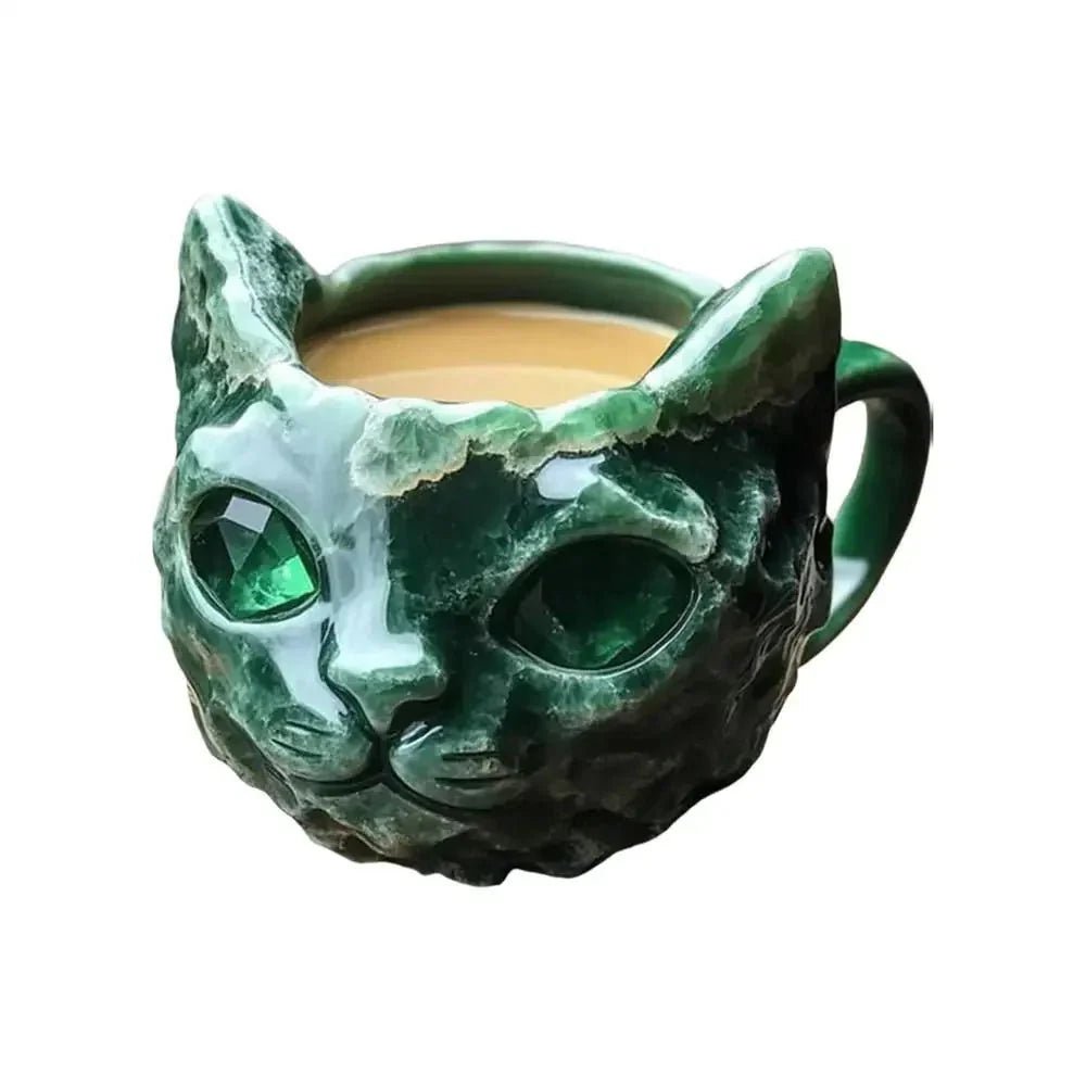 Cat Mineral Crystal Coffee Mug - Best Handmade Ceramic Cup – Gift For home - Damsona