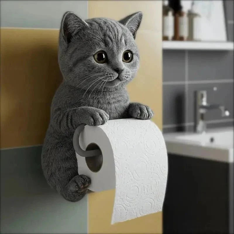 Cat Toilet Paper Holder: Cute Wall-Mounted Roll Rack for Dorm, Home & RV... — View 4