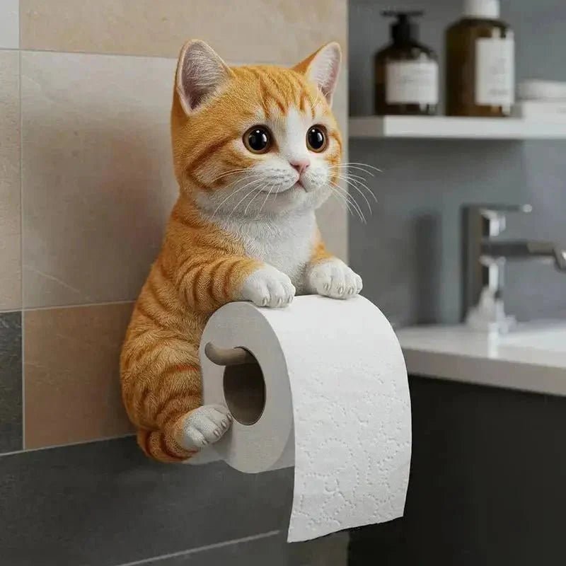 Cat Toilet Paper Holder: Cute Wall-Mounted Roll Rack for Dorm, Home & RV Restrooms - Damsona