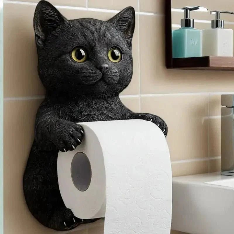 Cat Toilet Paper Holder: Cute Wall-Mounted Roll Rack for Dorm, Home & RV Restrooms - Damsona