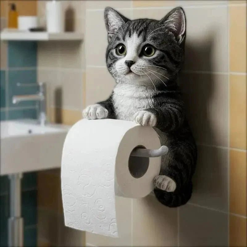 Cat Toilet Paper Holder: Cute Wall-Mounted Roll Rack for Dorm, Home & RV Restrooms - Damsona