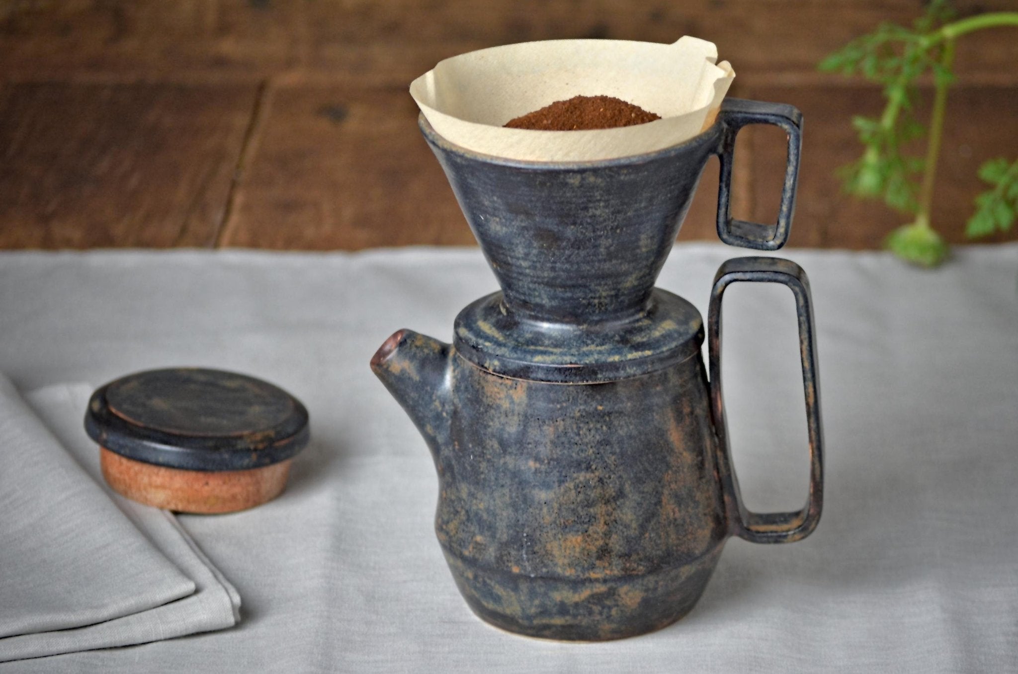 Ceramic Pour Over Coffee Set — Stoneware Dripper & Carafe, Slow Brew Coffee Gift - Damsona