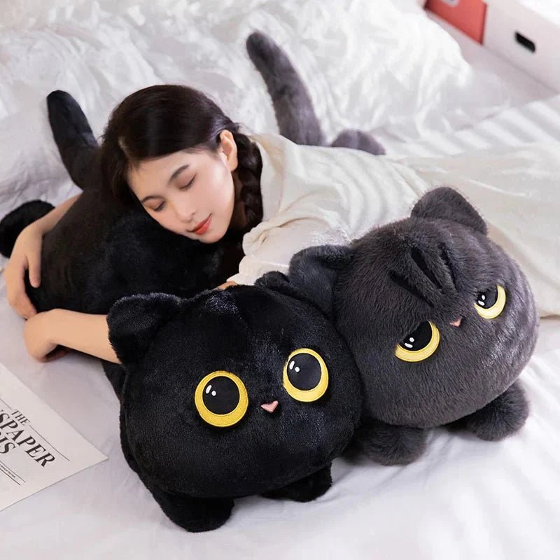 Cute Black Cat Plush Toy - Kawaii Cuddly Pillow Cushion - Damsona