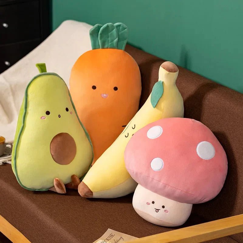 Cute Fruit & Veggie Kawai Plush Pillow – Soft & Adorable Stuffed Toy! - Damsona